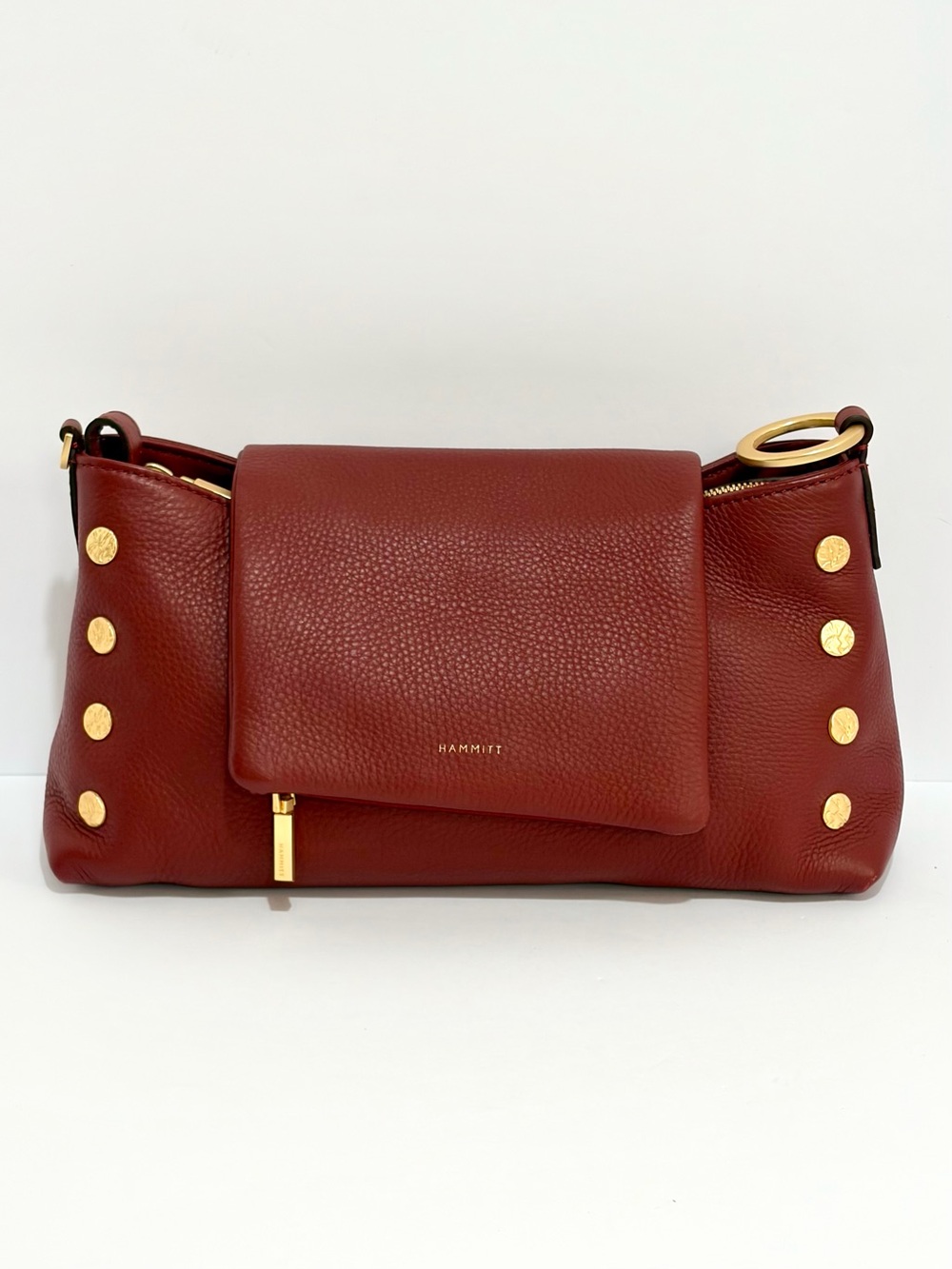 Hammitt VIP Satchel In Pomodoro Red/Brushed Gold/Hammered Rivets. Like 🆕 - Picture 5 of 16